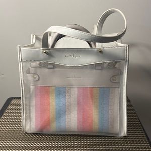 Nanette Lepore Logo Stripe Satchel In Mesh Tote